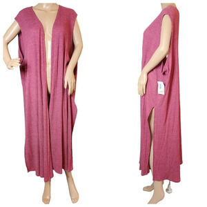 NWT Lularoe pink waffle-knit joy sleeveless cardigan duster vest.  Size 3XL
